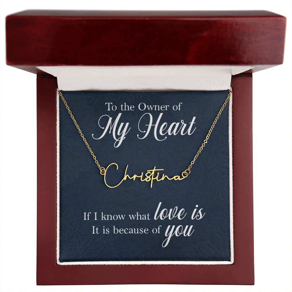 To the Owner of My Heart Personalized Gold Tone Name Necklace Custom Name Gift